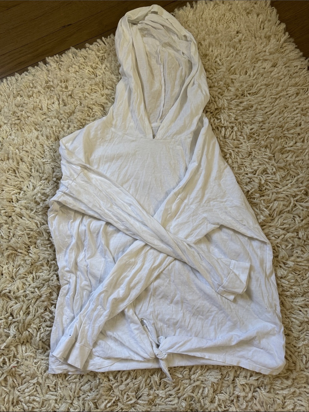 Beyond Yoga White Lightweight Hooded Lounge Top